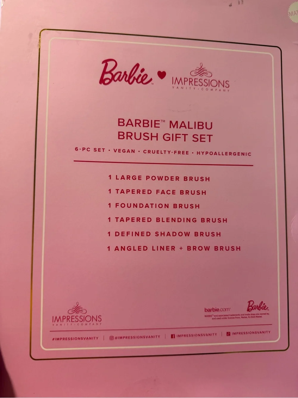 Impressions Barbie Pink & Gold Makeup Brush Gift Set
